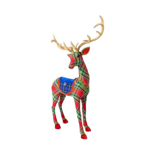 29.5in Red/Green Plaid Deer