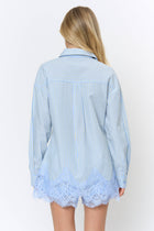 Scalloped Lace Button down Shirt