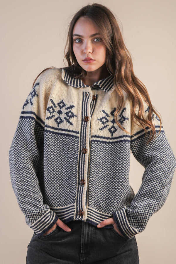 Nordic Snowflake Cardigan Jacket