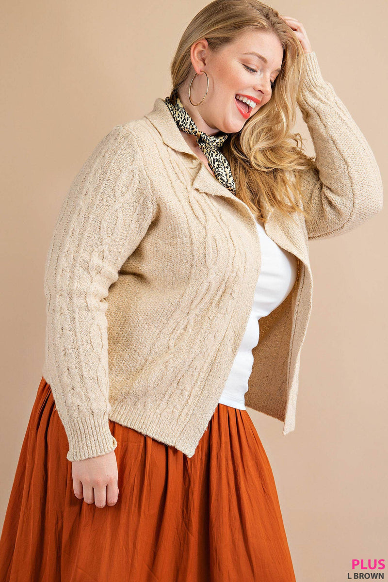 Cable Knit Short Sweater Cardigan