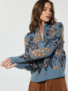 Autumn Bloom Quarter Zip Knit Sweater