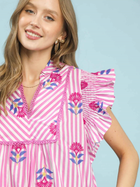 Pink Petal Stripe Midi Dress