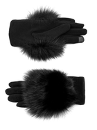Woven Glove w/Fox Fur Trim