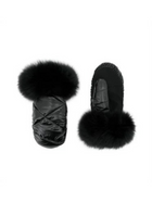 Nylon Mittens with Fur Trim