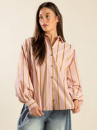Blush Stripe Balloon Sleeve Blouse