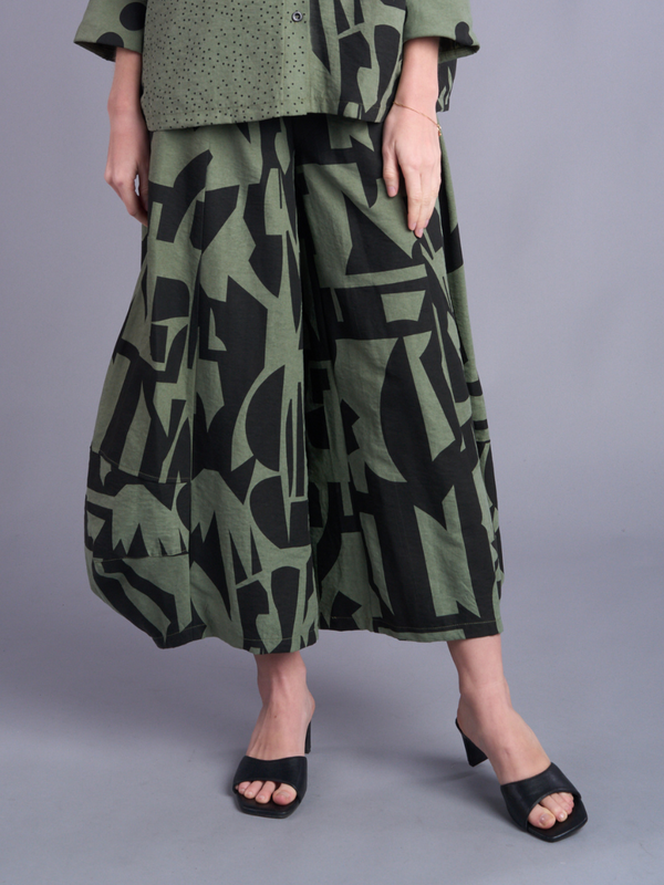 Abstract Geometry Wide-Leg Pants