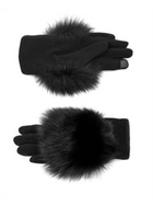 Woven Gloves with Fox Fur Trim