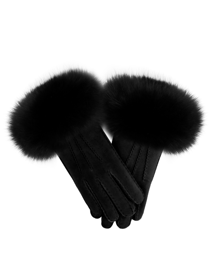 Sheepskin Gloves w/Fox Fur Trim