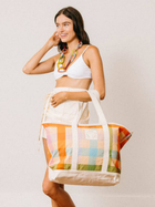 Rainbow Plaid Canvas Tote