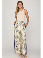 Blue Porcelain Wide-Leg Pants