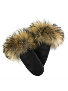 Leather Mittens with Fur Trim