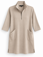 Weekend Quarter-Zip Dress in Almond