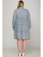 Plus Size Chambray Tiered Dress