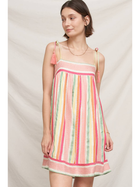 Pink Melon Striped Mini Dress