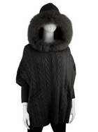 Luxe Cable Knit Fox Fur Hooded Jacket