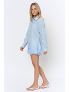 Scalloped Lace Button down Shirt