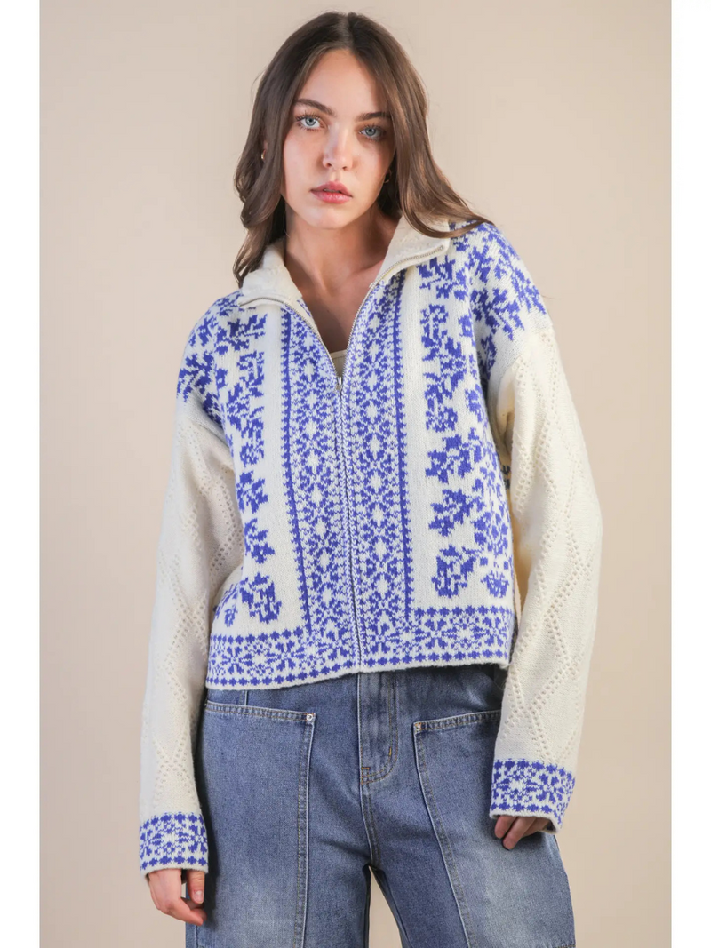 Nordic Charm Zip Cardigan