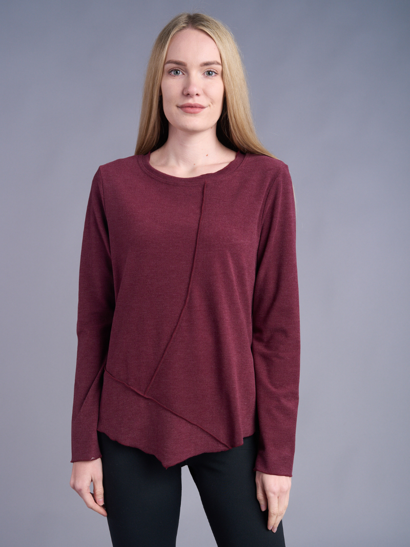 Solid Asymmetrical Stitch Detail Sweater