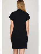 Black Ribbed Sweater Dress