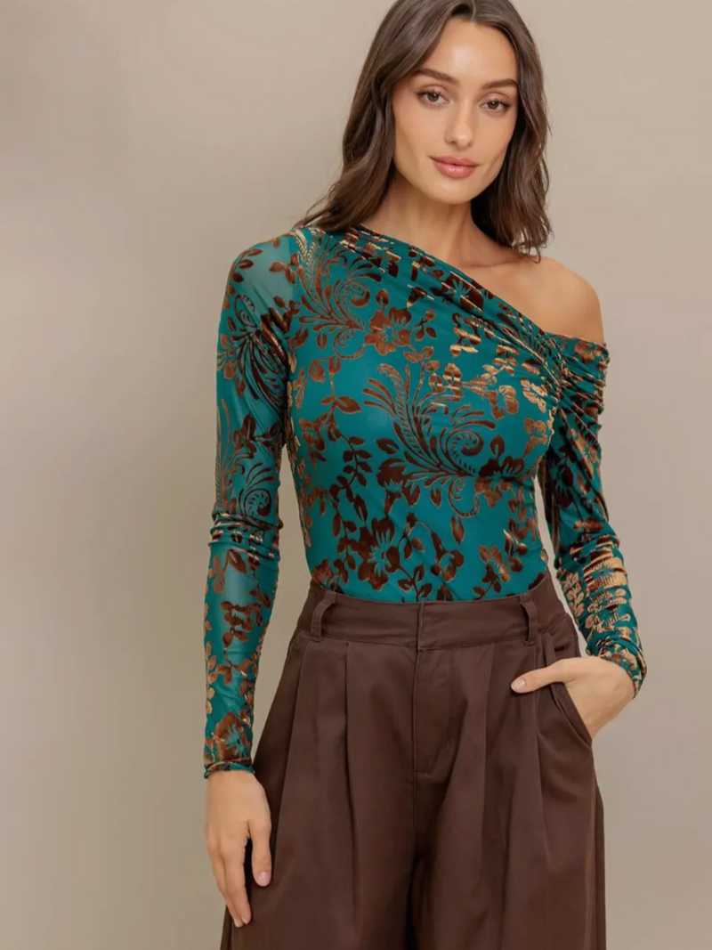 Emerald Muse One-Shoulder Top