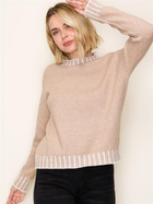 Blanket Stitch Beige Sweater