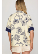 Blue Porcelain Button Down Top