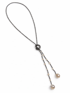 Long Hematite Lariat Necklace