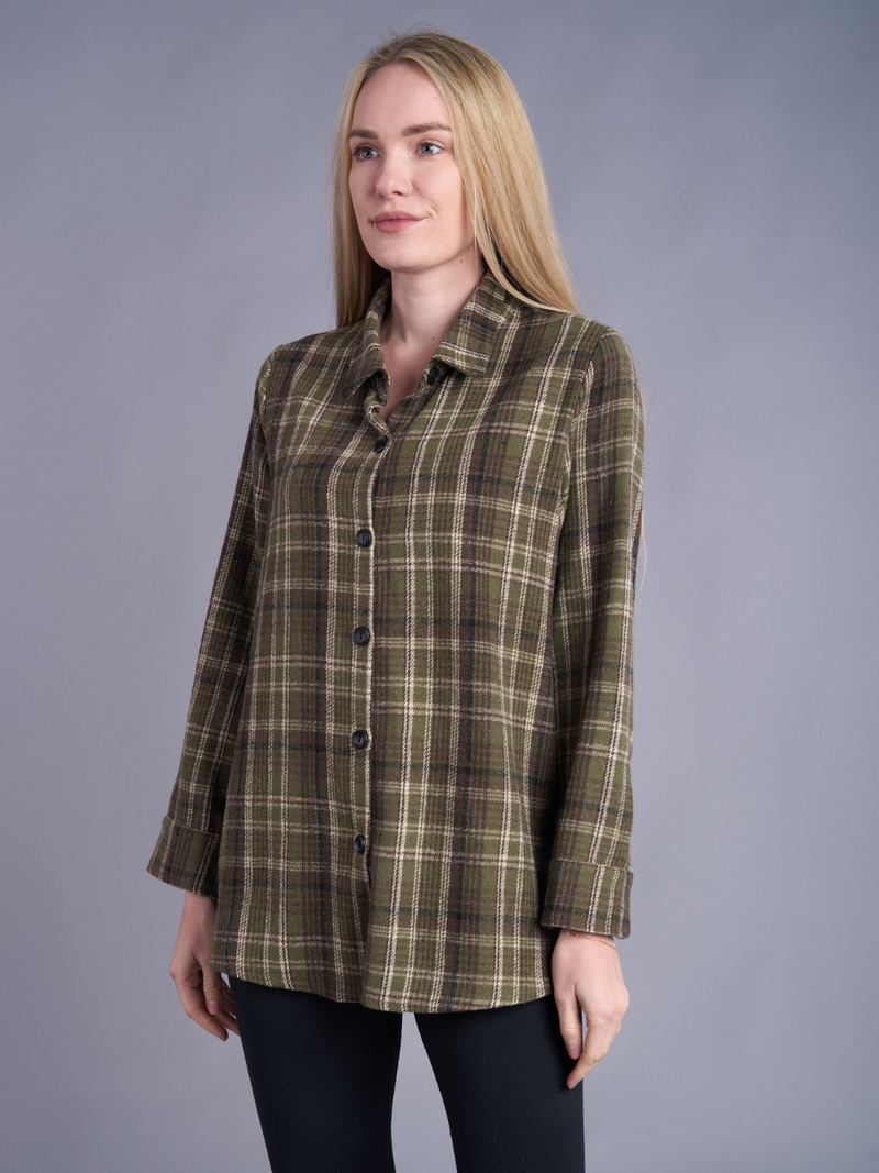 Classic Plaid Flannel Button-Up Shirt
