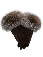 Leather Gloves w/Fox Fur Trim