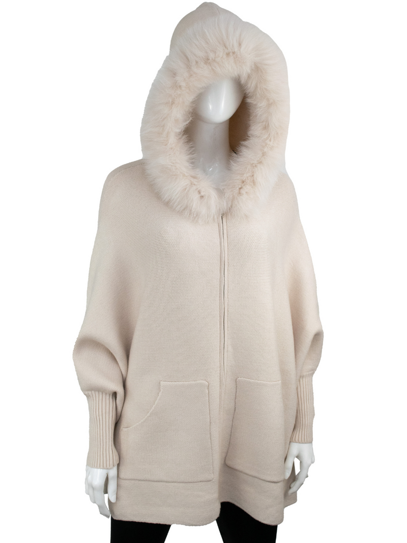 Luxe Fox Fur Trim Hooded Jacket