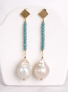 Dangle Beaded Earrings w/Baroque Pearl