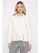 Crystal Bow Peplum Zip-Up Jacket