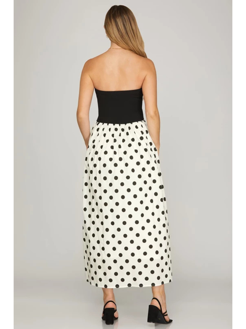 Sophia Polka Dot Strapless Dress S