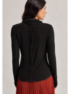 Essential Black Ruched Turtleneck Top