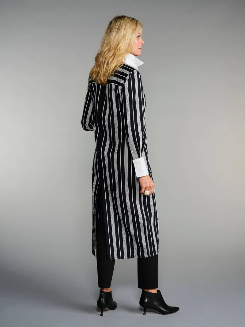 The Longest Shirt in Black + White Stripe