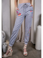 French Terry Embroidered Pull-On Pant