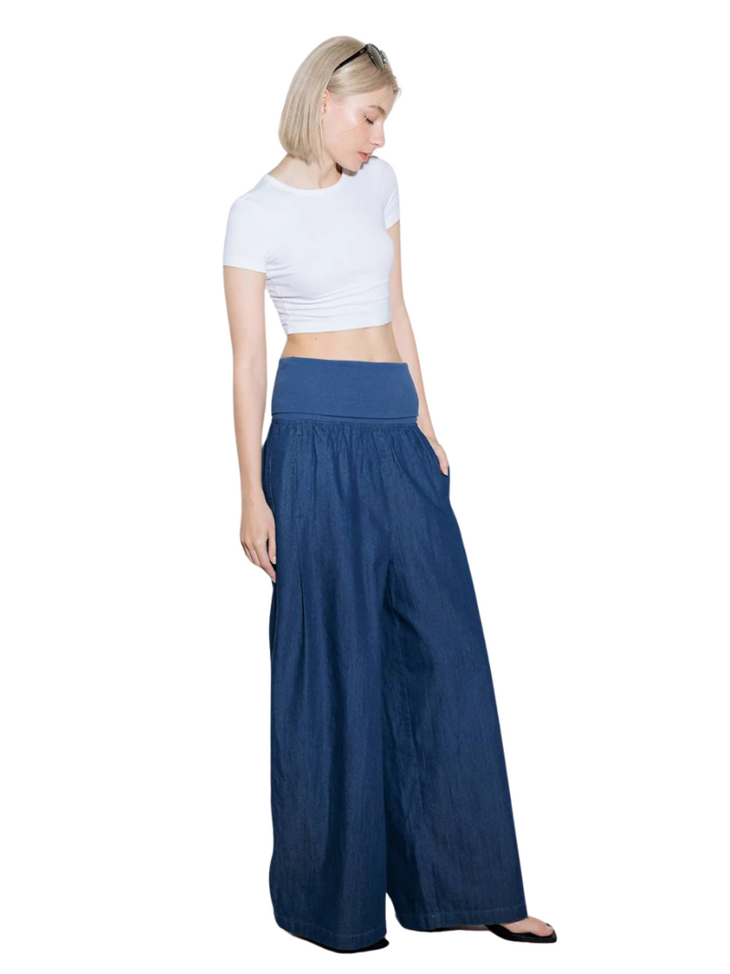 Wide Leg Pant w/Roll  Over  Band