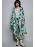 Turquoise Garden Reversible Cotton Robe