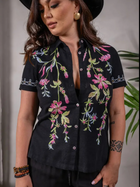 Linen Blend Embroidered S S Shirt