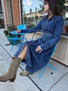 Washed Denim Midi Dress