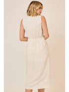 Coastal Linen Tie-Waist Midi Dress