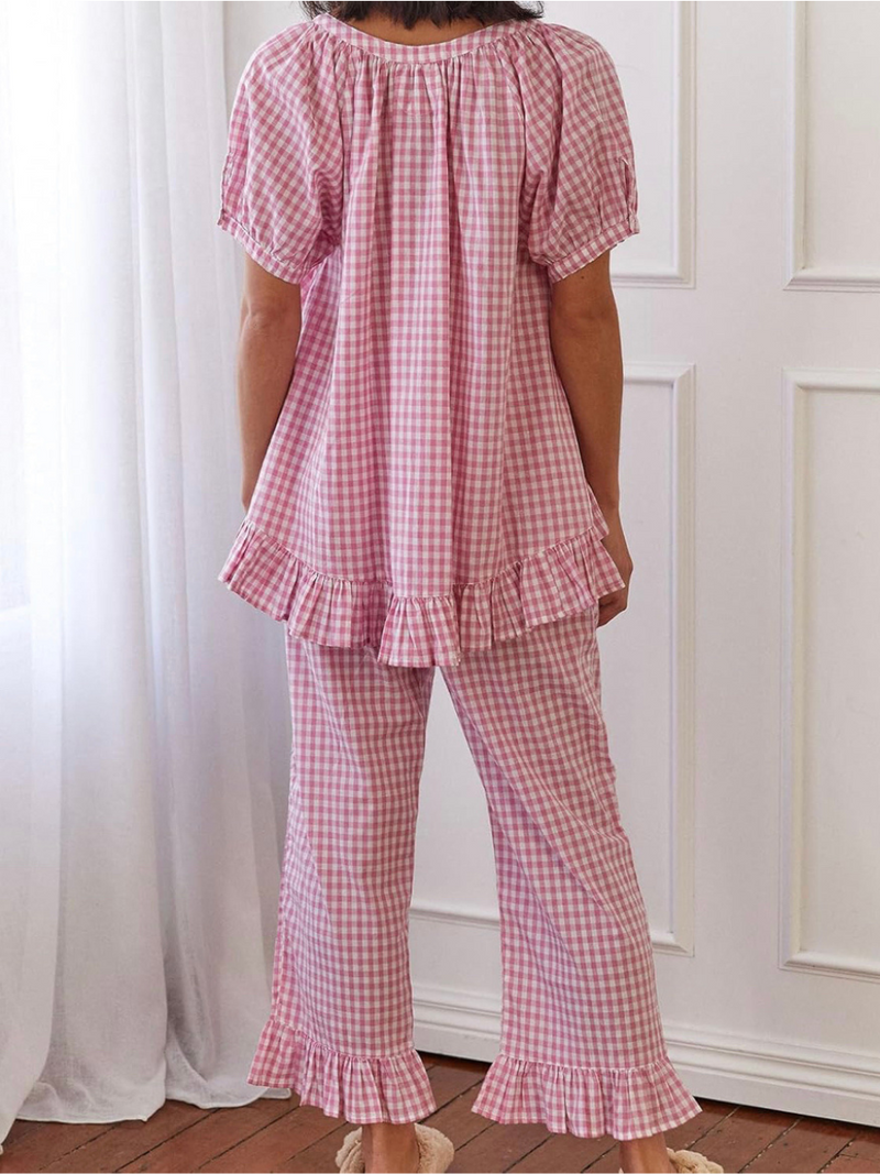 Gingham Plaid Pajama Set