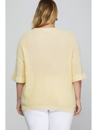 Plus Size Half Sleeve V Neck Sweater