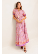 Desert Bloom Pink Tiered Maxi Skirt