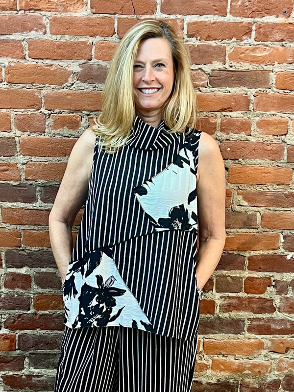 Midnight Black & White Mixed Media Top – Grace & Joy Clothing Co.