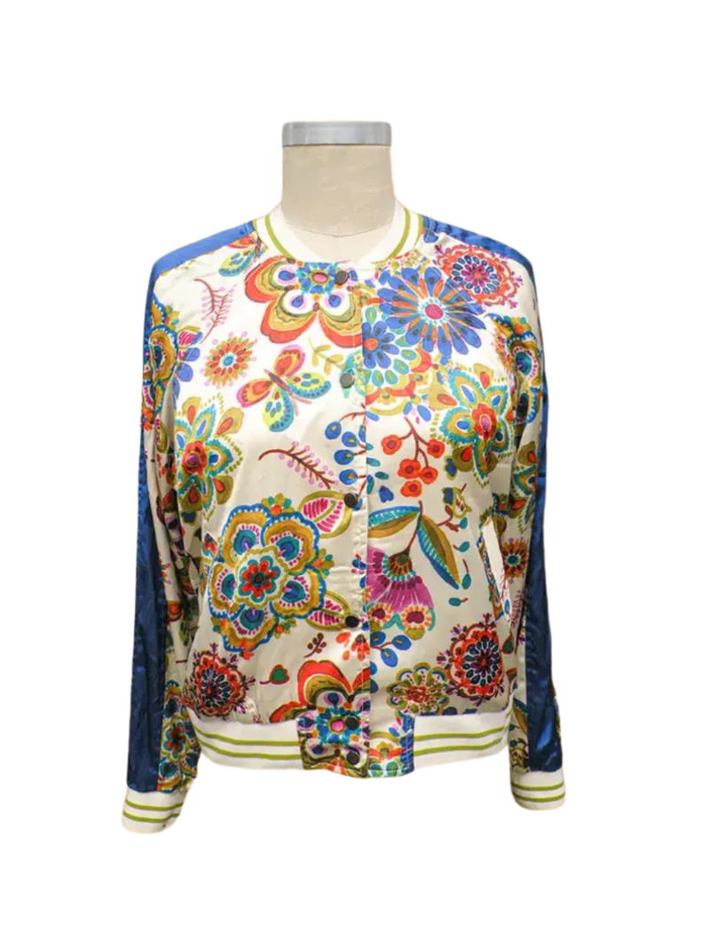 Retro Floral Print Reversible Jacket