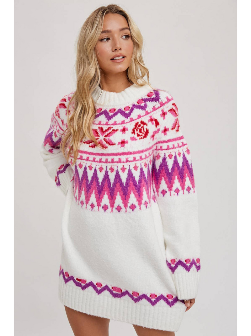 Snowflake Kiss Sweater Dress M/L / IVORY Snowflake Kiss Sweater Dress M/L / IVORY