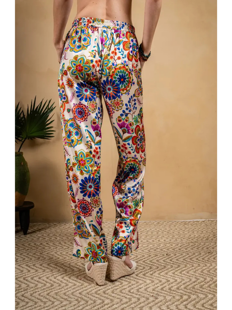 Retro Floral Satin Pant