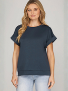 Harbor Navy Cuffed Tee