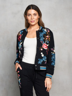 Midnight Bloom Embroidered Bomber Jacket